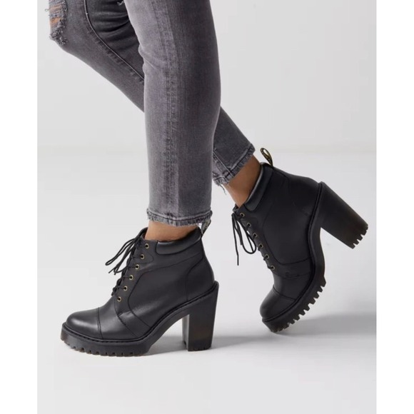 Dr. Martens Shoes - Dr. Martens Averil Boots Women's Size 7 Black Leather Lace Up High Heel EUC